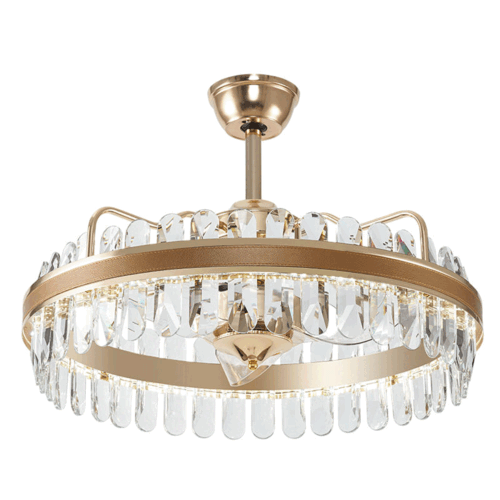 Design Crystal Ceiling Fan With LED Light Remote Luxury Bedroom Chandelier for Home Decor AC Power Source